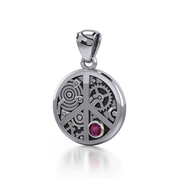 Keep an eye on the powerful steampunk ~ Sterling Silver Pendant with a Gemstone TPD3926 - Jewelry